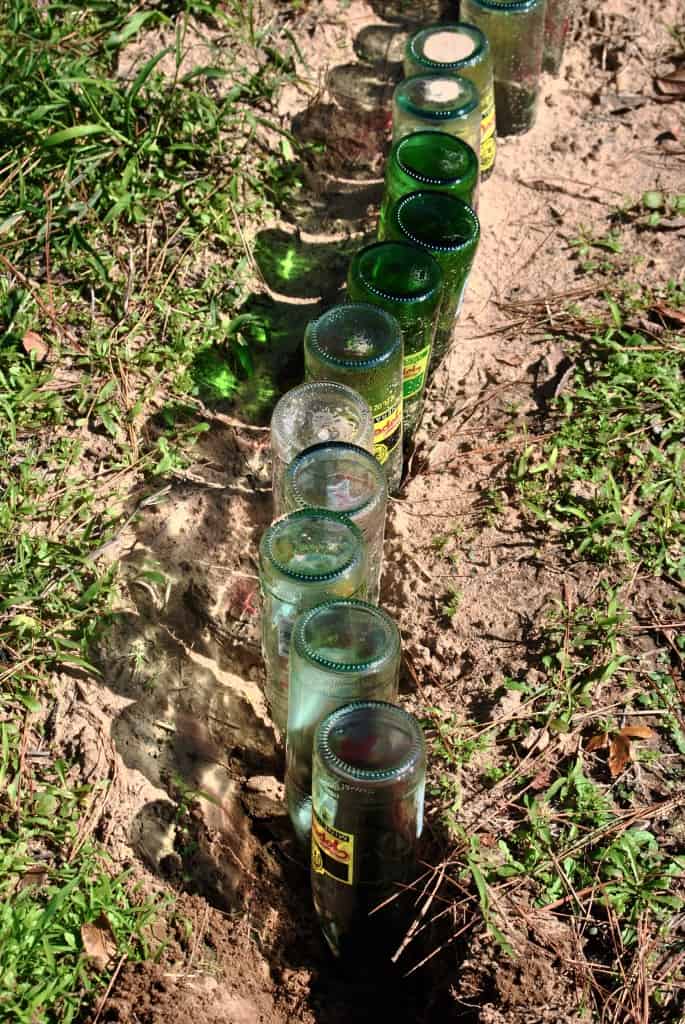 How to edge a garden with bottles