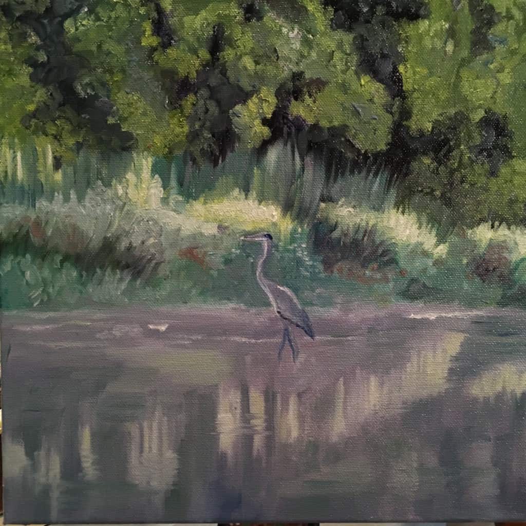 Oil on canvas, 12X12,,Landscape Paintings Bastrop TX Lost Pines