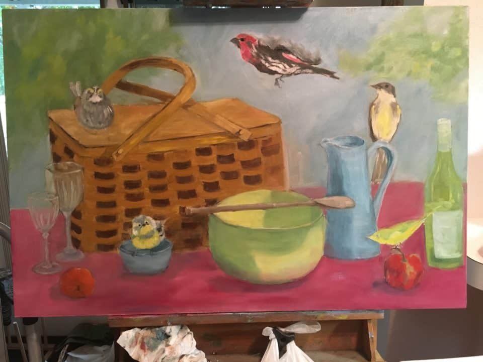 Painting birds at Little Piney